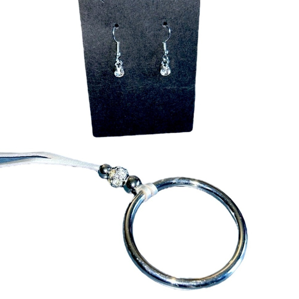 Paparazzi Bling into Focus Silver Necklace with Matching Rhinestone Earrings